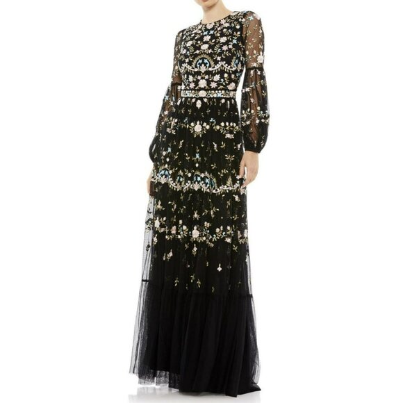 Mac Duggal Dresses & Skirts - NEW Mac Duggal Embroidered Black Long Sleeve Formal Gown Maxi Dress